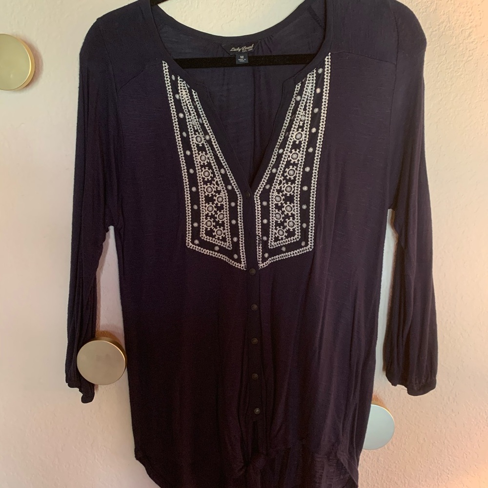 Lucky Brand mid-sleeve, navy top